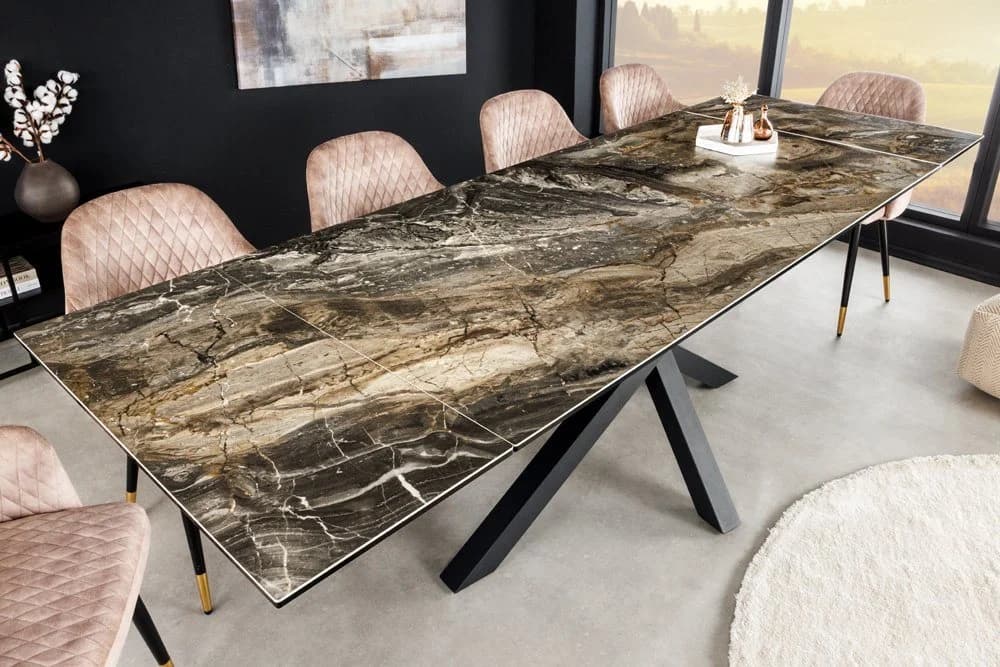 riess-ambiente Esstisch MARVELOUS Taupe Keramik Marmor-Design Sterngestell - Bild 3
