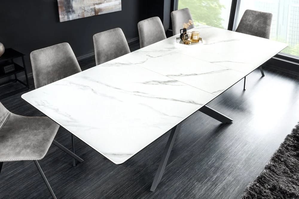 riess-ambiente Esstisch ALPINE Weiß Grau Keramik verlängerbar Industrial - Bild 3