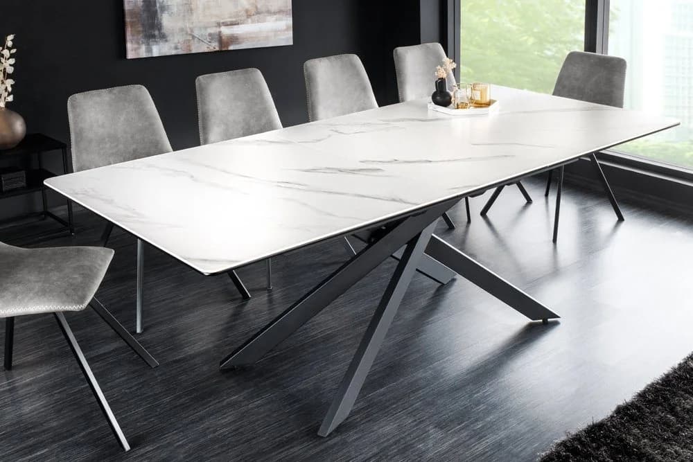 riess-ambiente Esstisch ALPINE Weiß Grau Keramik verlängerbar Industrial - Bild 4