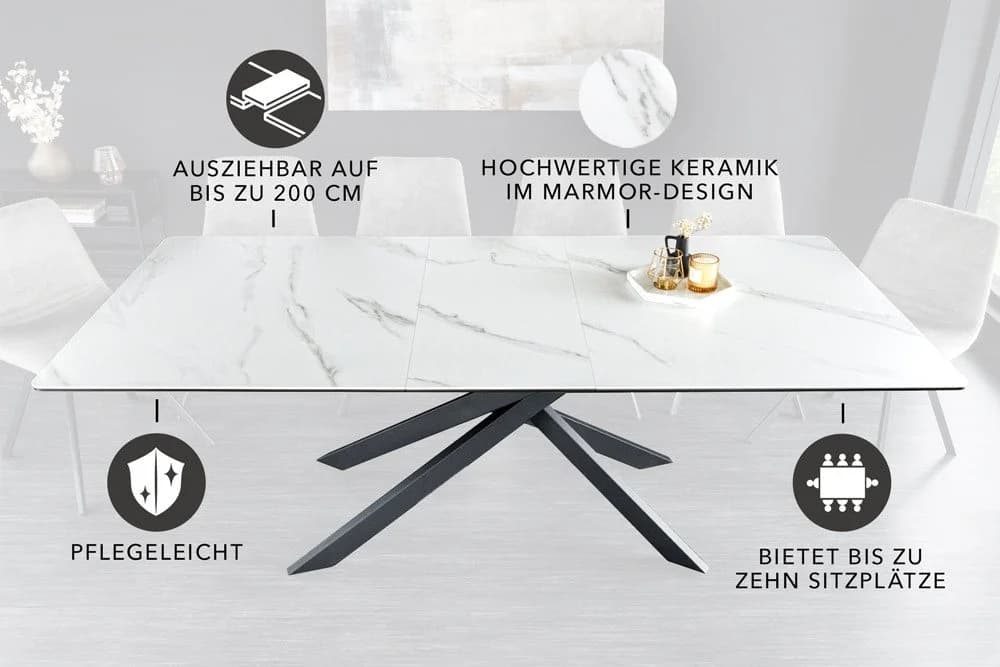 riess-ambiente Esstisch ALPINE Weiß Grau Keramik verlängerbar Industrial - Bild 5