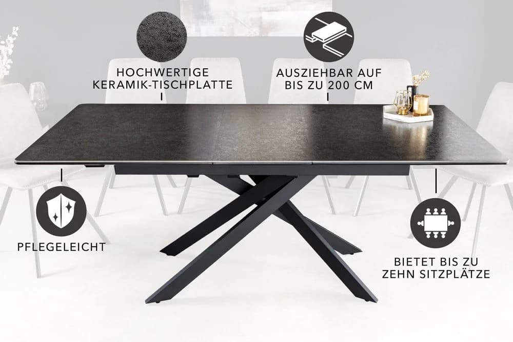 riess-ambiente Esstisch ALPINE Anthrazit Keramik ausziehbar Industrial Design - Bild 4