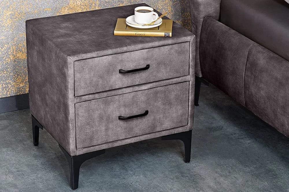 riess-ambiente Nachttisch BOUTIQUE 50cm Dunkelgrau/Schwarz Samt Metall - Bild 2