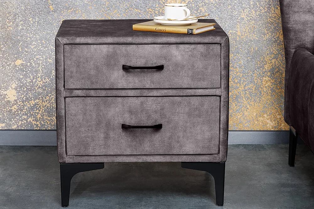 riess-ambiente Nachttisch BOUTIQUE 50cm Dunkelgrau/Schwarz Samt Metall - Bild 3
