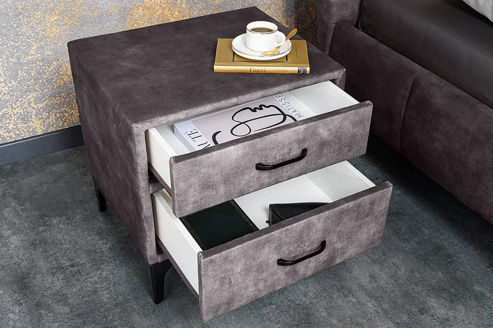 riess-ambiente Nachttisch BOUTIQUE 50cm Dunkelgrau/Schwarz Samt Metall - Bild 4