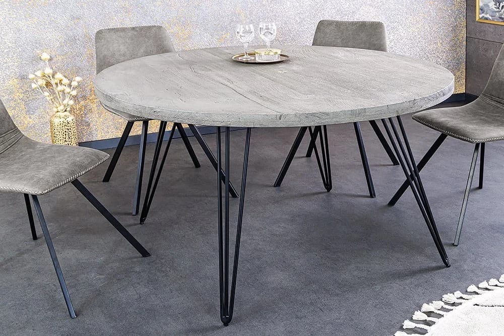 riess-ambiente Esstisch SCORPION Grau Mangoholz Hairpin Legs