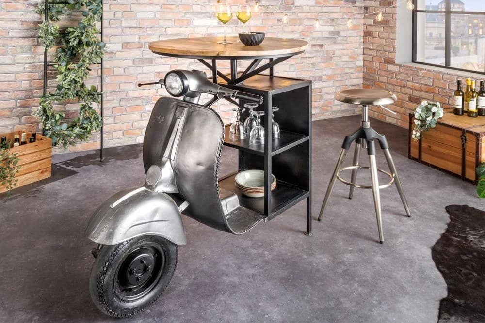 riess-ambiente Bartisch SCOOTER Upcycling Mangoholz Silber - Bild 4