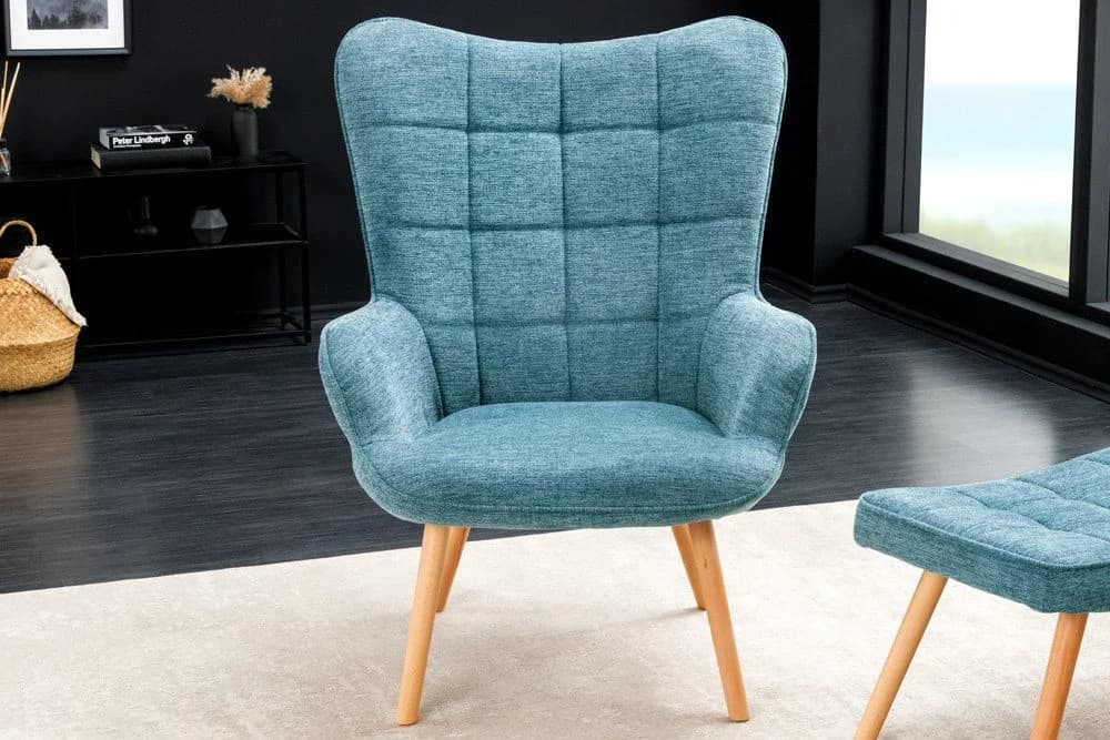 riess-ambiente Sessel SCANDINAVIA Blau Strukturstoff Massivholz - Bild 2