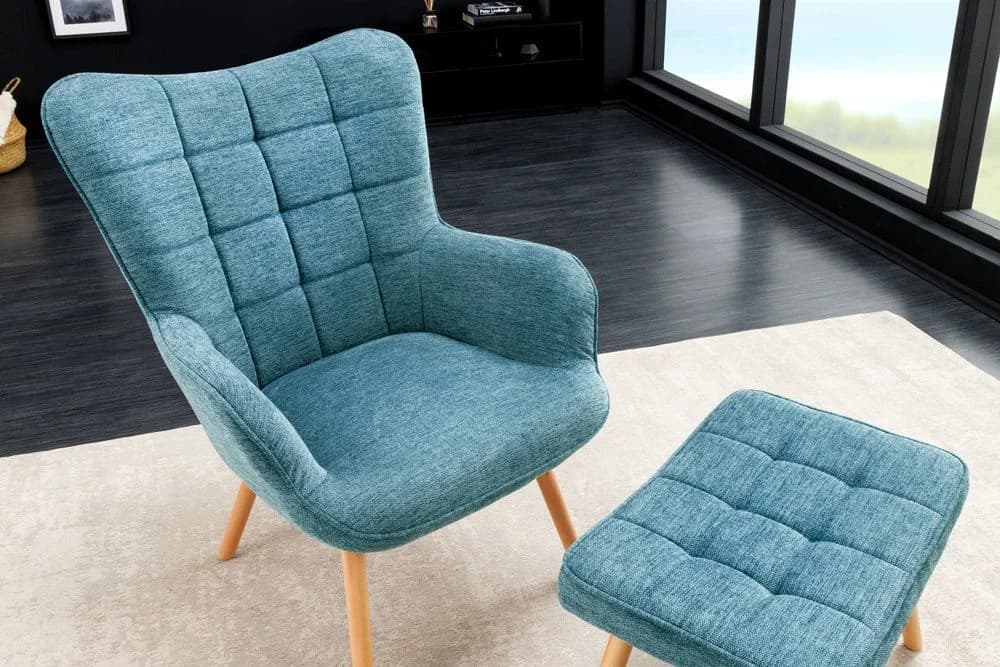 riess-ambiente Sessel SCANDINAVIA Blau Strukturstoff Massivholz - Bild 3