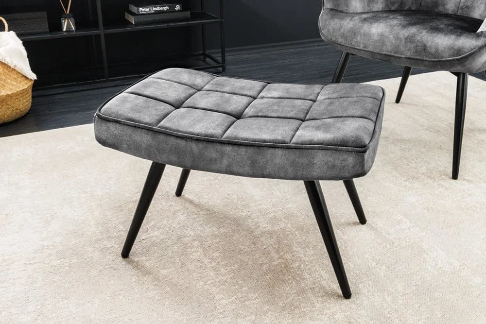 riess-ambiente Fußhocker SCANDINAVIA Grau Schwarz Samt Metall - Bild 2