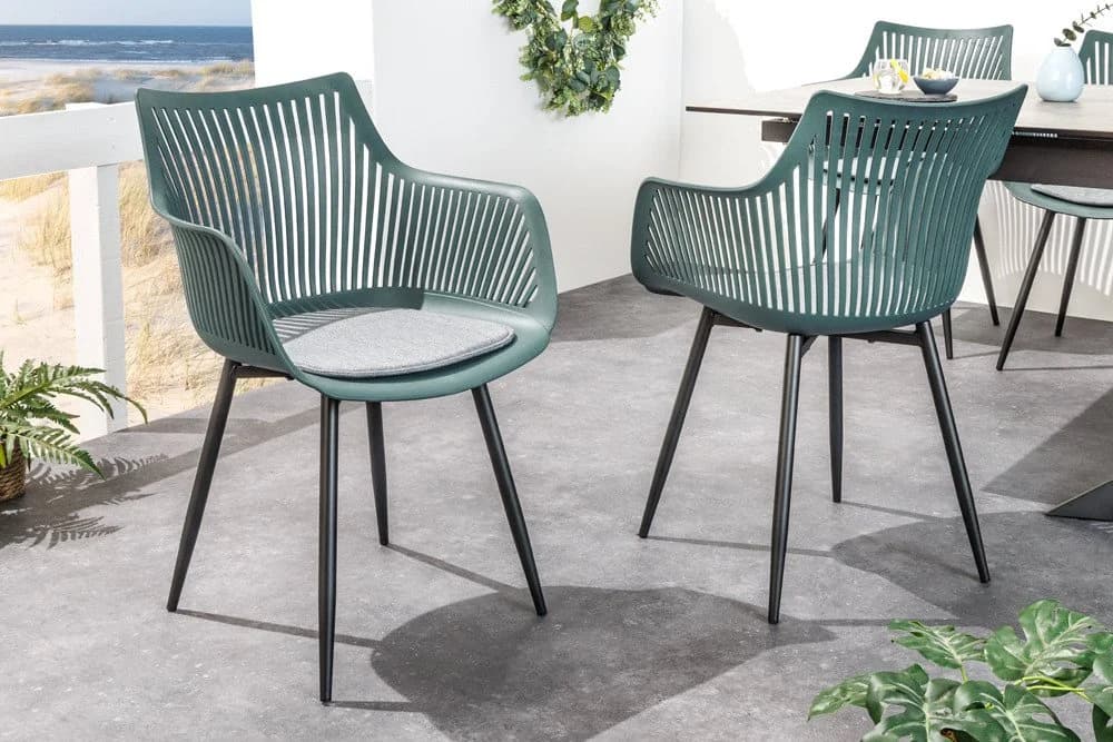 riess-ambiente SIGNUM Stuhl Salbei/Schwarz mit Armlehnen Indoor Outdoor - Bild 2