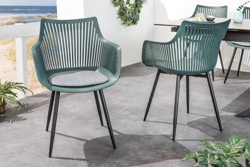 riess-ambiente SIGNUM Stuhl Salbei/Schwarz mit Armlehnen Indoor Outdoor - Bild 3