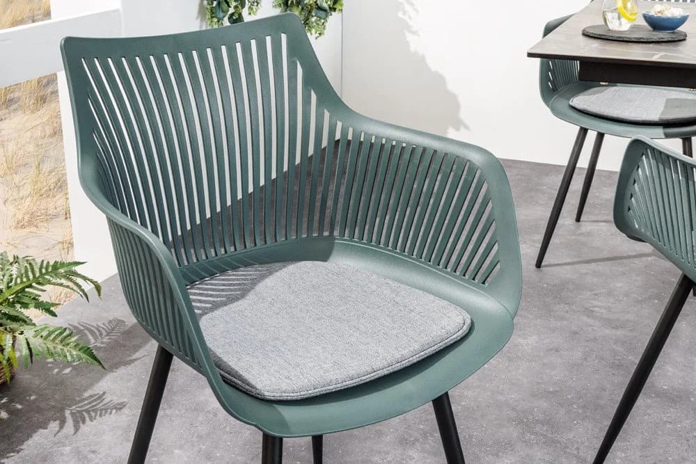 riess-ambiente SIGNUM Stuhl Salbei/Schwarz mit Armlehnen Indoor Outdoor - Bild 4