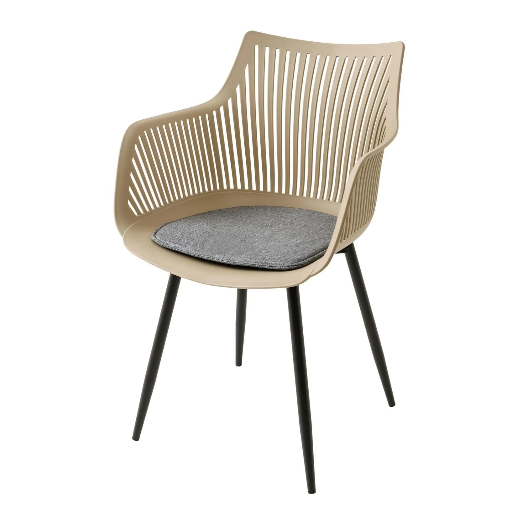 Riess Ambiente Stuhl SIGNUM Modern Greige Schwarz Kunststoff Küchenstuhl Indoor Outdoor mit Armlehnen