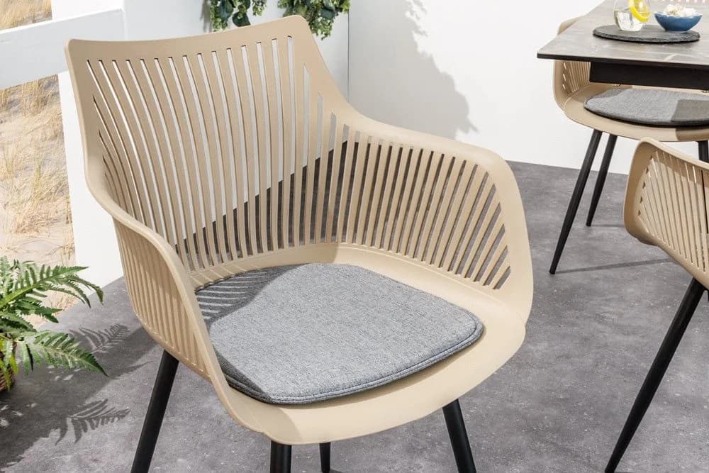 Riess Ambiente Stuhl SIGNUM Modern Greige Schwarz Kunststoff Küchenstuhl Indoor Outdoor mit Armlehnen - Bild 4