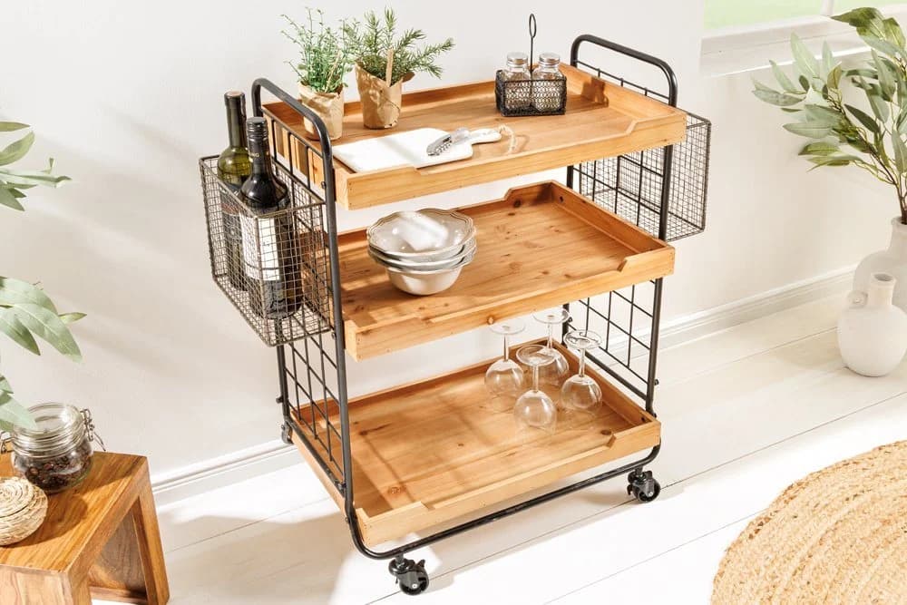 riess-ambiente Servierwagen SEVEN SEAS 80cm Massivholz Metall - Bild 2