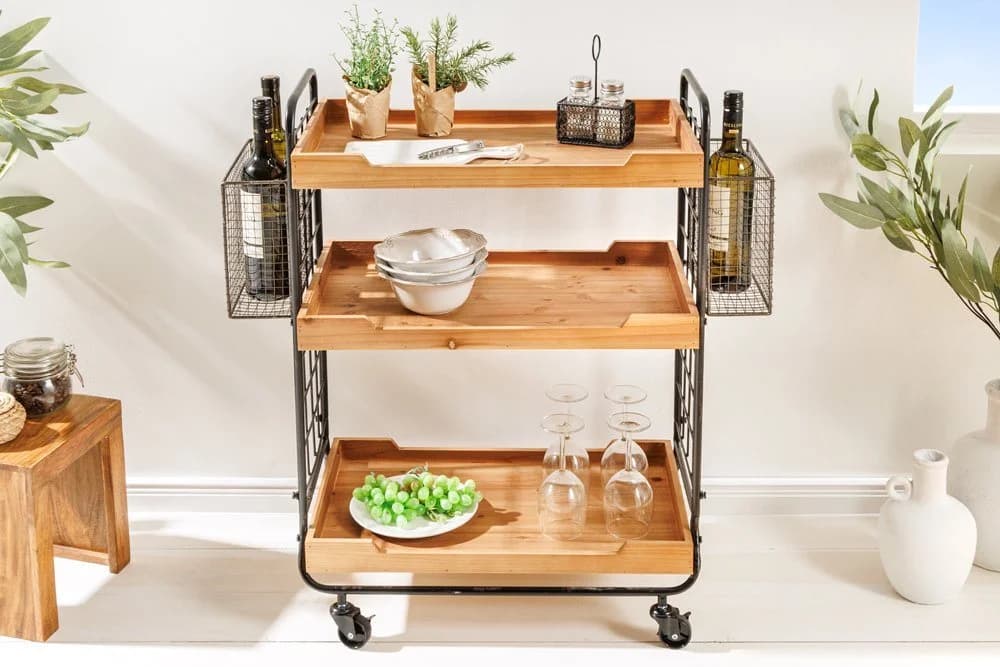 riess-ambiente Servierwagen SEVEN SEAS 80cm Massivholz Metall - Bild 3
