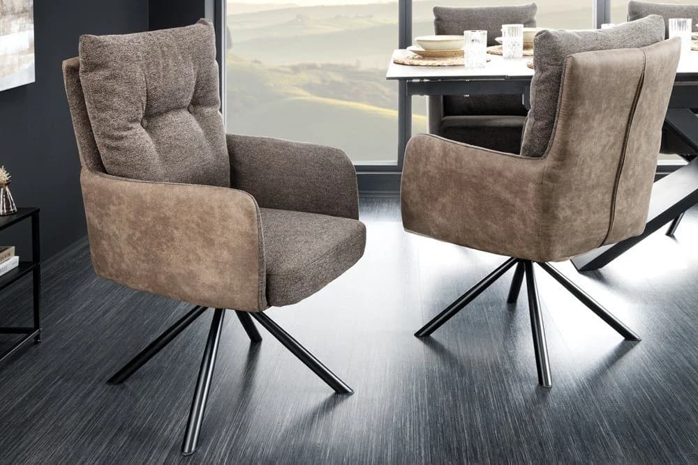 riess-ambiente Polsterstuhl BIG GEORGE Taupe/Schwarz mit 360°-Drehfunktion