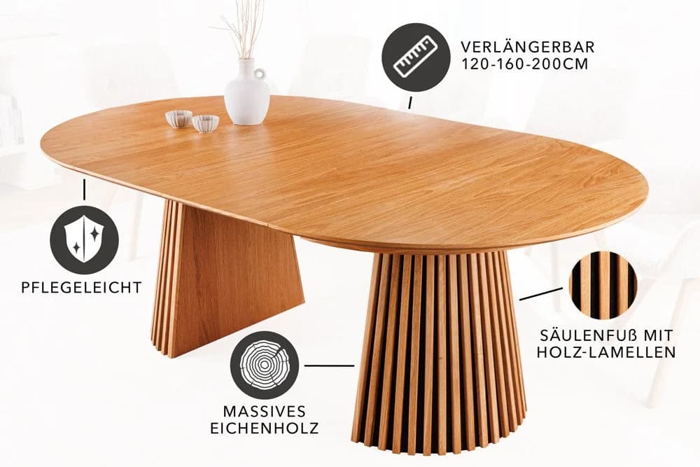 riess-ambiente Esstisch VALHALLA WOOD 120-160-200cm Natur Eichenholz - Bild 3