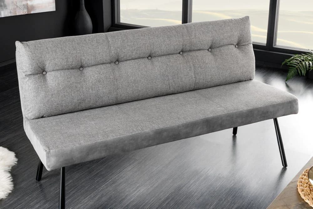 riess-ambiente Sitzbank BIG GEORGE Grau Samt Metall-Beine mit Lehne - Bild 2