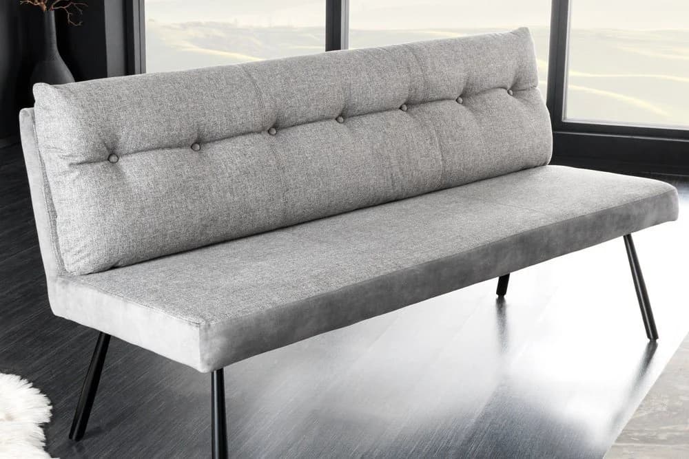 riess-ambiente Sitzbank BIG GEORGE Grau Samt Metall-Beine mit Lehne - Bild 3
