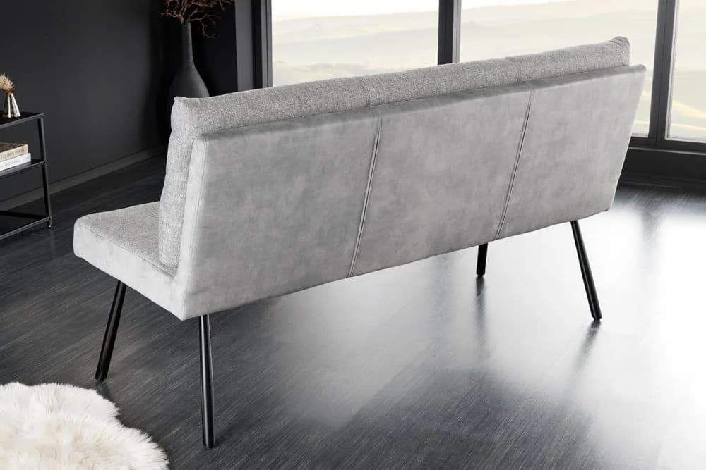 riess-ambiente Sitzbank BIG GEORGE Grau Samt Metall-Beine mit Lehne - Bild 4