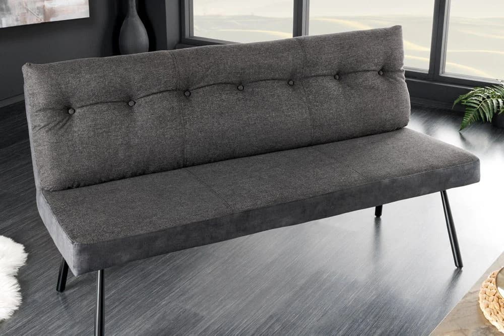 riess-ambiente Sitzbank BIG GEORGE 160cm Anthrazit Samt Metall-Beine