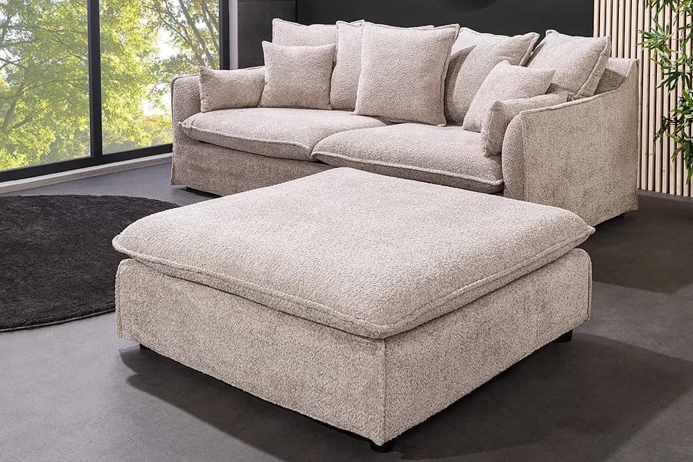 riess-ambiente Fußhocker HEAVEN 100cm Beige Bouclé abnehmbar - Bild 2