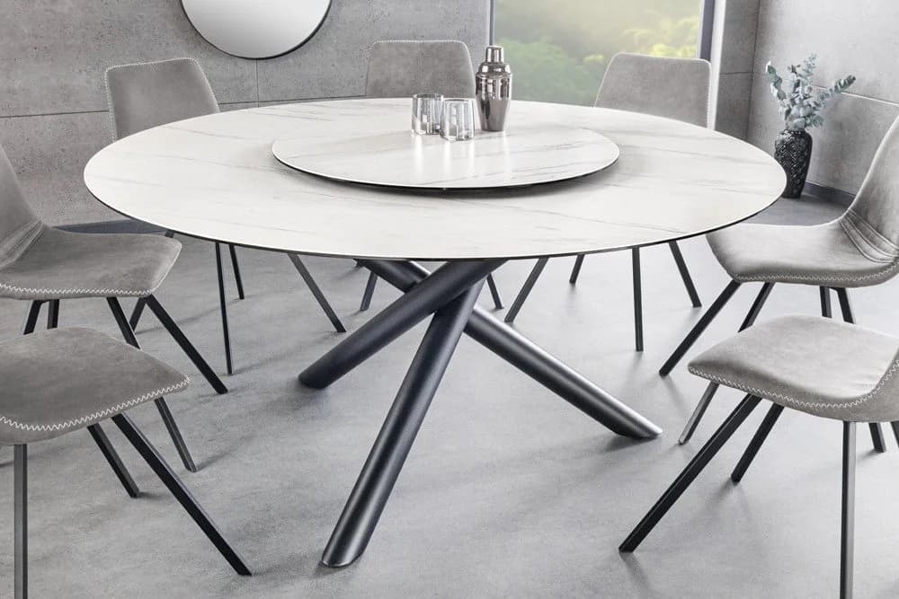 riess-ambiente Esstisch SPIN 150cm Weiß/Schwarz mit Drehplatte - Bild 2