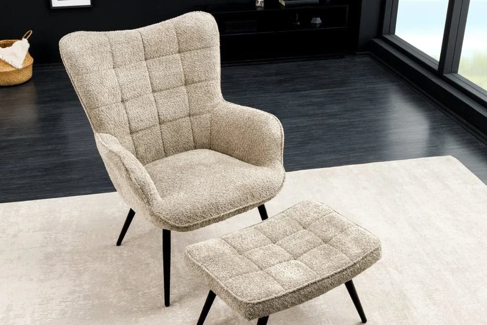 riess-ambiente Sessel SCANDINAVIA Beige/Schwarz mit Armlehnen - Bild 3