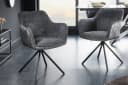 riess-ambiente Stuhl VERONA - dunkelgrau Samt mit Armlehne & Metallbeinen Bild 3