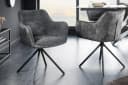 riess-ambiente Stuhl VERONA - dunkelgrau Samt mit Armlehne & Metallbeinen Bild 4