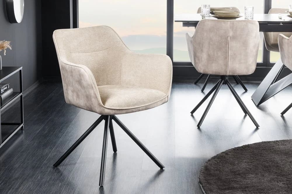 Stuhl Verona Champagner Beige Samt drehbar