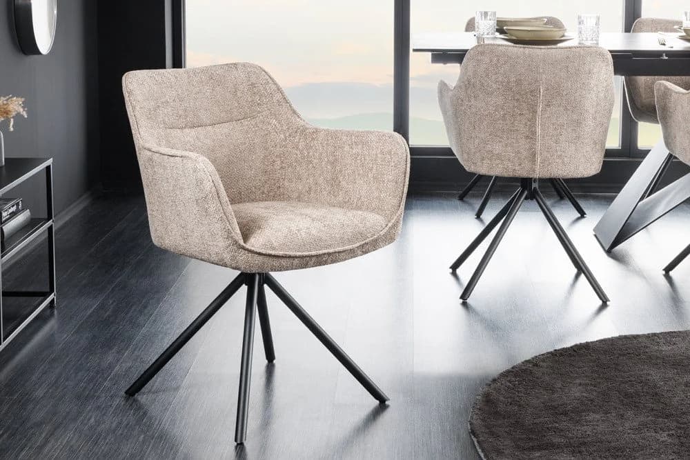 riess-ambiente Polsterstuhl VERONA Beige mit Armlehne und Drehfunktion - Bild 2