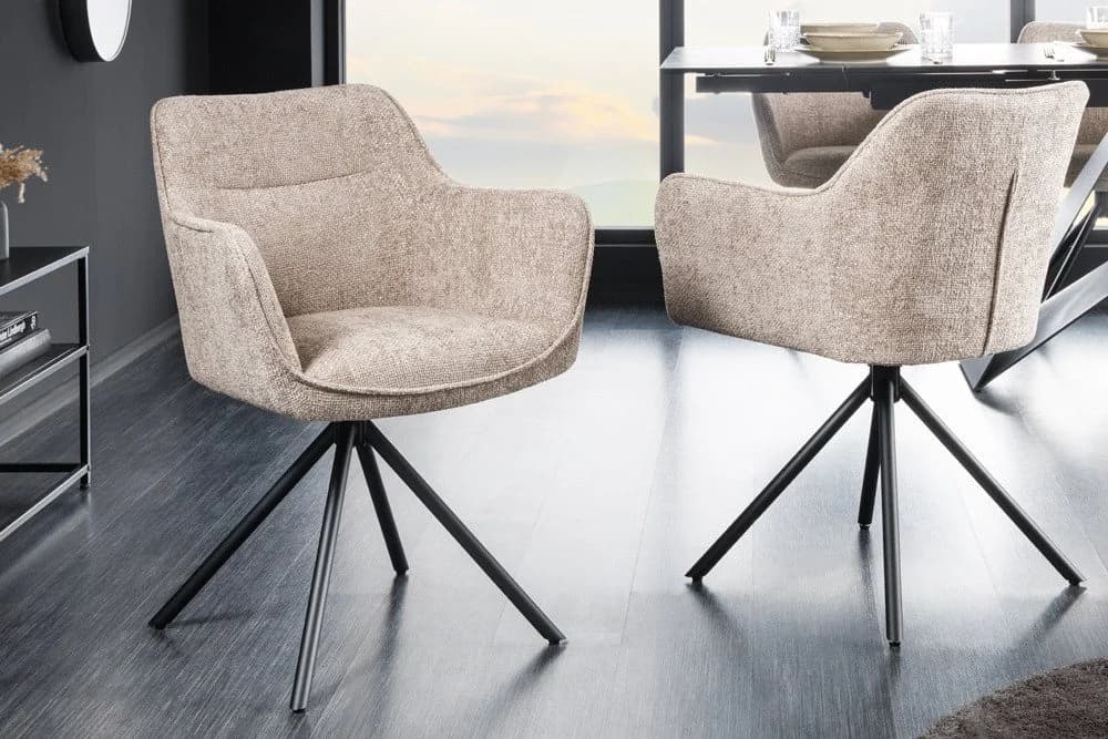 riess-ambiente Polsterstuhl VERONA Beige mit Armlehne und Drehfunktion - Bild 4