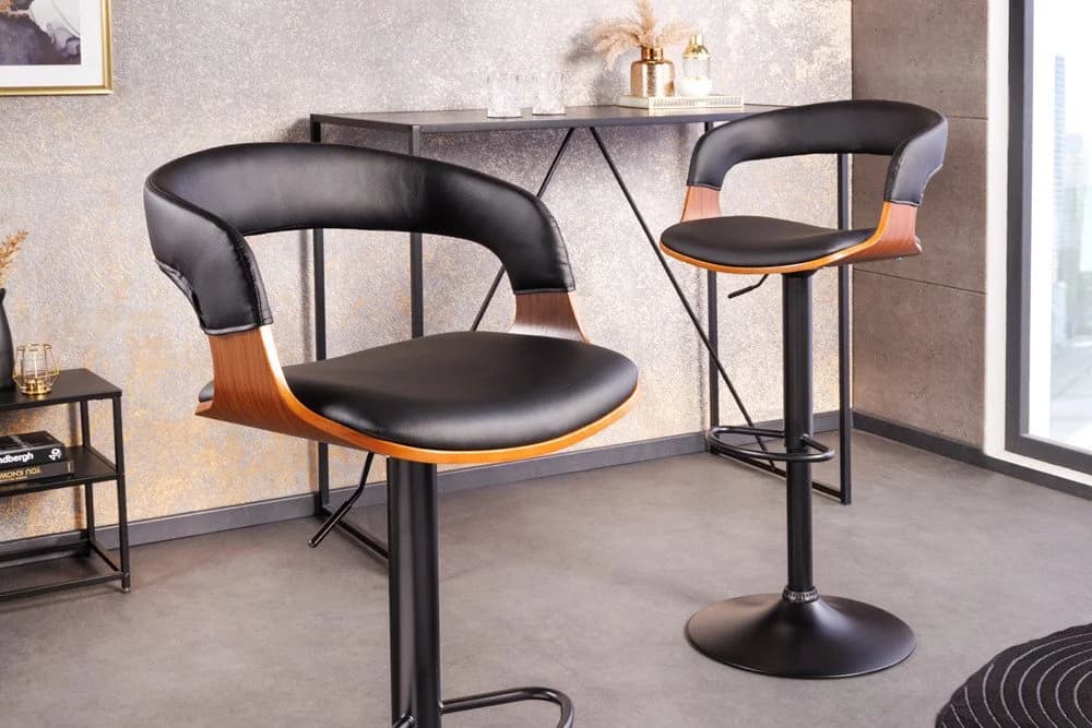 riess-ambiente Barhocker Manhattan Schwarz Kunstleder mit Lehne - Bild 2