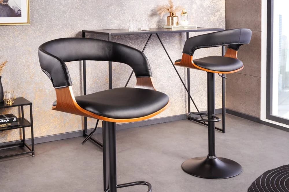 riess-ambiente Barhocker Manhattan Schwarz Kunstleder mit Lehne - Bild 3