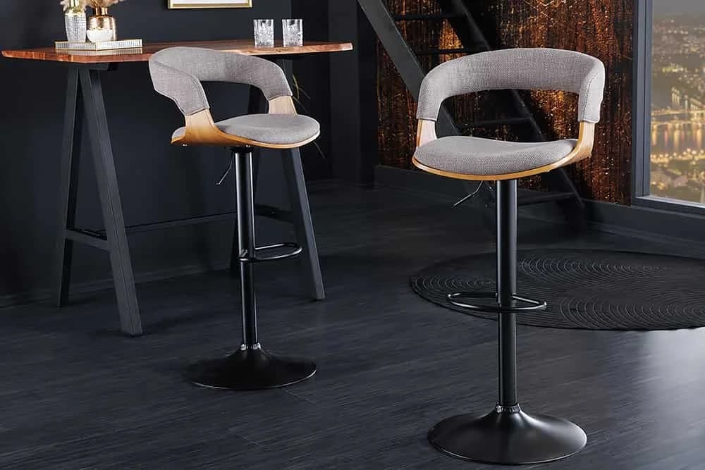 riess-ambiente Barhocker MANHATTAN Grau/Schwarz Höhenverstellbar mit Lehne