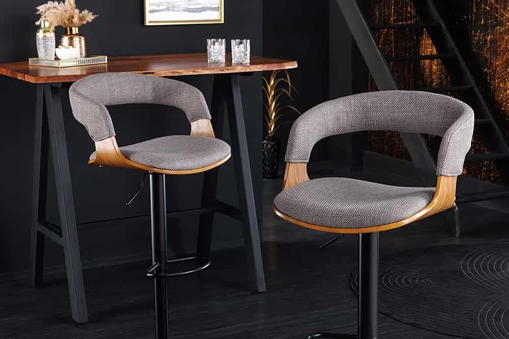 riess-ambiente Barhocker MANHATTAN Grau/Schwarz Höhenverstellbar mit Lehne - Bild 2
