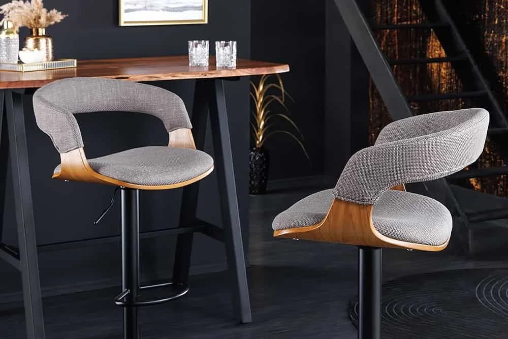 riess-ambiente Barhocker MANHATTAN Grau/Schwarz Höhenverstellbar mit Lehne - Bild 3