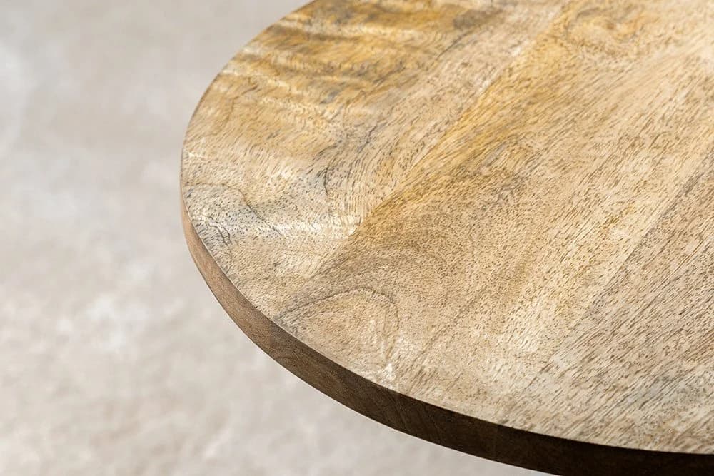 riess-ambiente Beistelltisch TRAYFUL 55cm Natur / Schwarz Mangoholz Metallgestell Marmorfuß Rund - Bild 5