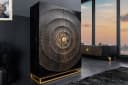 riess-ambiente Barschrank GOLDEN SUNSET 140cm Schwarz Gold Massivholz Metall 3D Front Bild 2