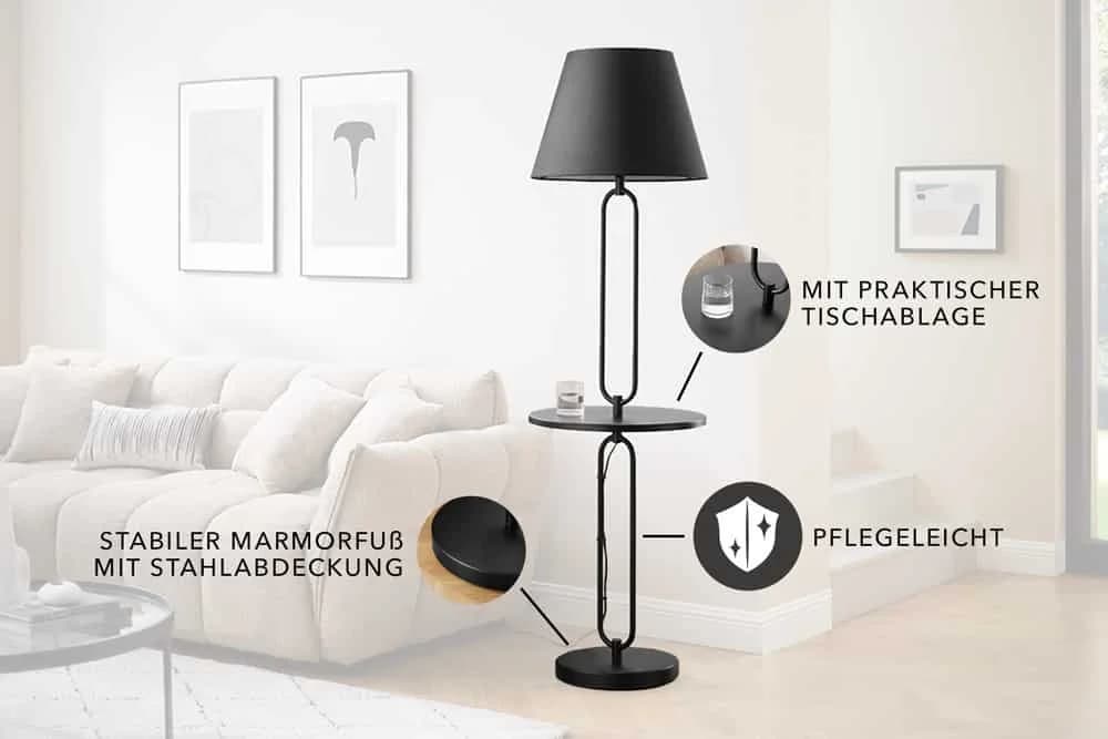 riess-ambiente Stehlampe SERVANT 175cm Schwarz Stoff Tischablage - Bild 3