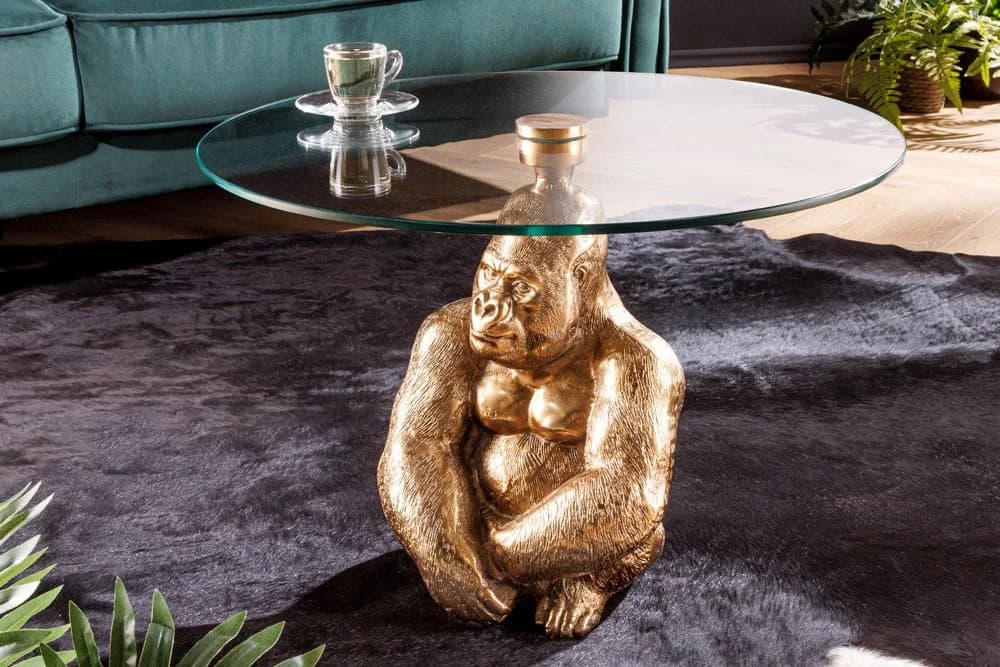 riess-ambiente Couchtisch WILDLIFE KONG 60cm Gold Affenfigur