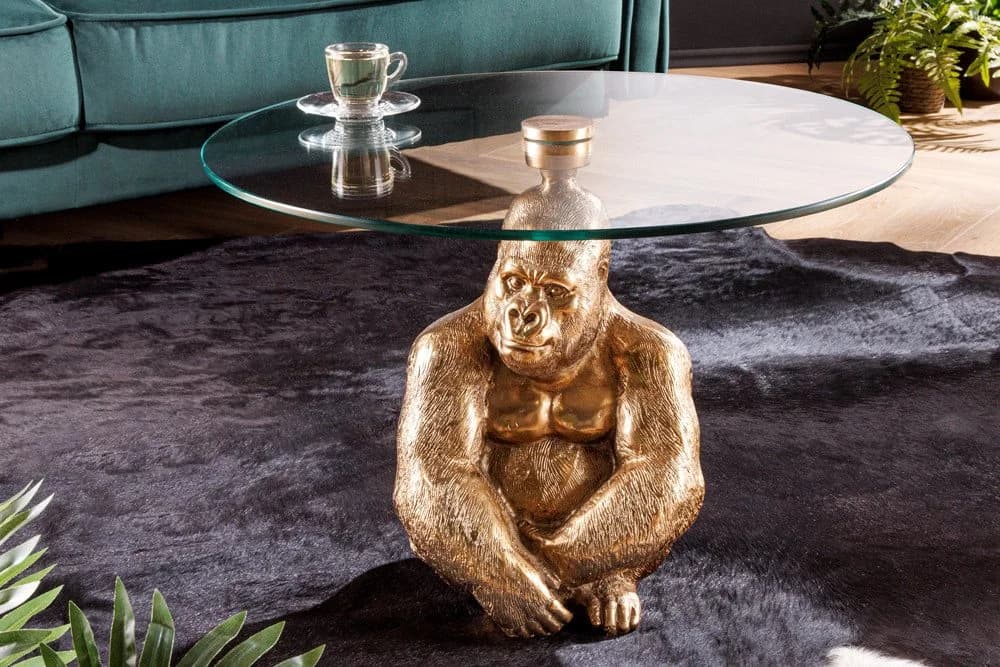 riess-ambiente Couchtisch WILDLIFE KONG 60cm Gold Affenfigur - Bild 2