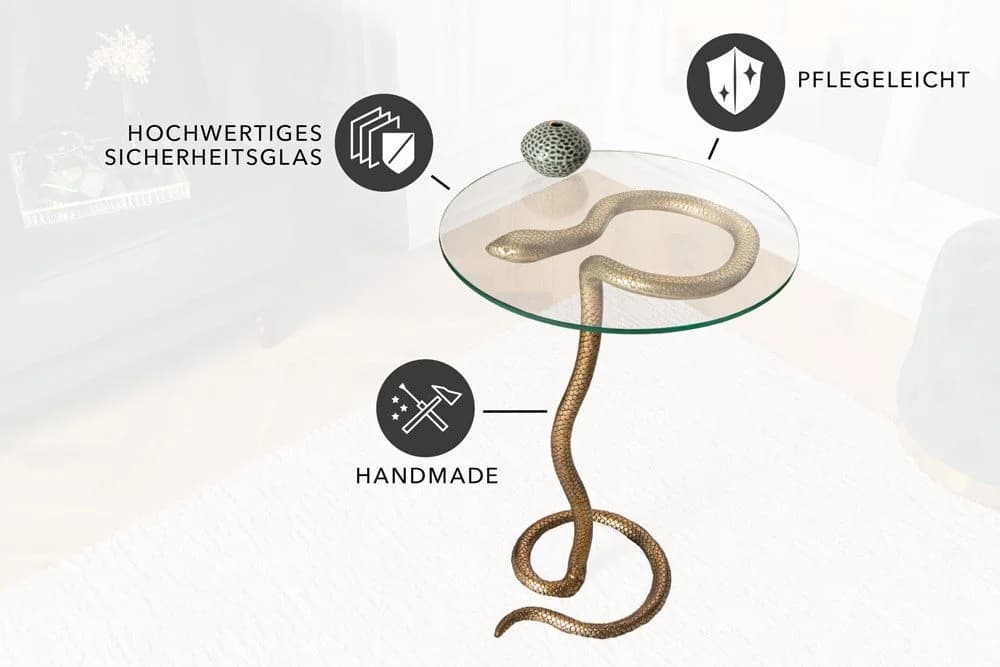 riess-ambiente Beistelltisch WILDLIFE SNAKE 65cm transparent / kupfer - Bild 4