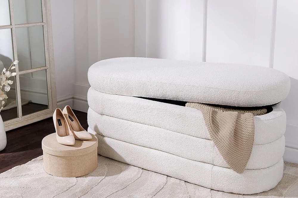 riess-ambiente Sitzbank VOGUE Creme Weiß Bouclé mit Stauraum - Bild 2