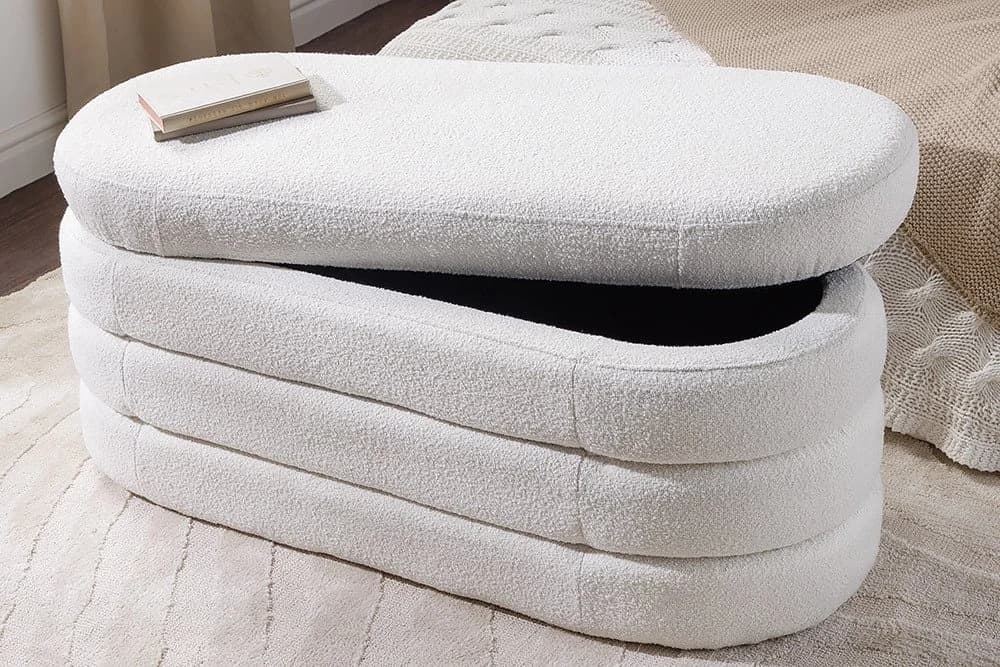 riess-ambiente Sitzbank VOGUE Creme Weiß Bouclé mit Stauraum - Bild 3