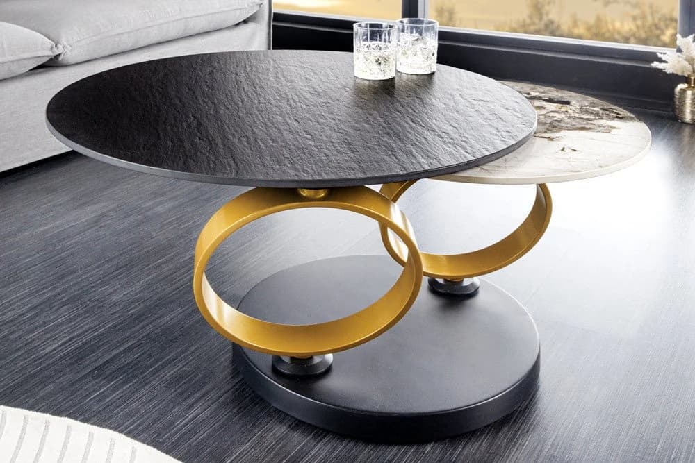 riess-ambiente Couchtisch DANCING RINGS Keramik mit Drehfunktion Schwarz/Gold - Bild 3