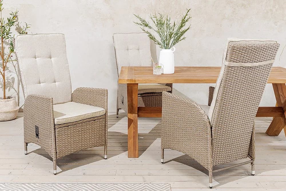 riess-ambiente Gartenstuhl SYLT mit verstellbarer Lehne beige Polyrattan - Bild 4