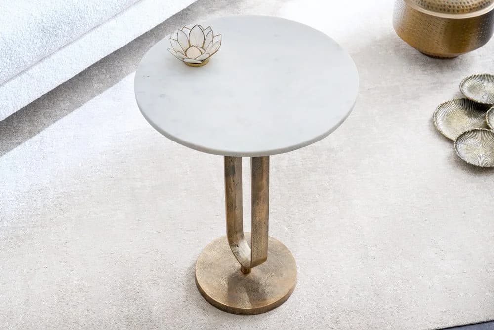 riess-ambiente Beistelltisch ELEGANCE 60cm weiß/gold Marmor Metall - Bild 3